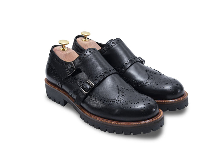 Siracusa Double Monk Straps Black