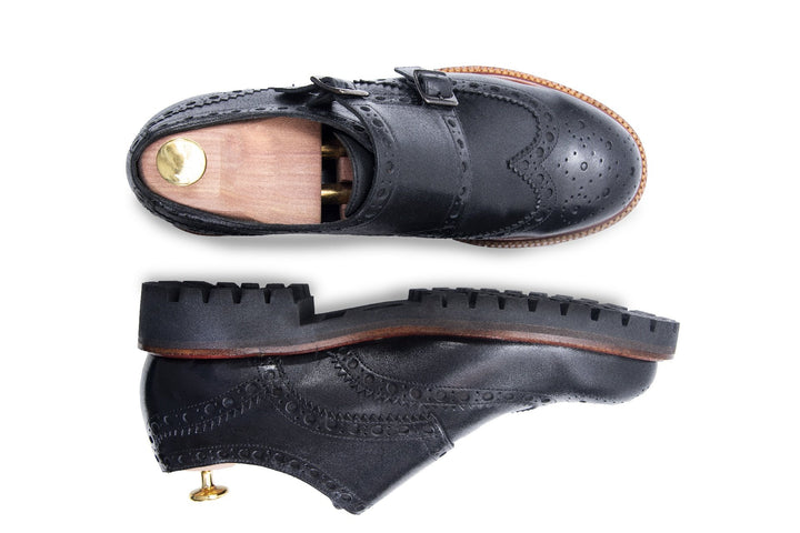 Siracusa Double Monk Straps Black
