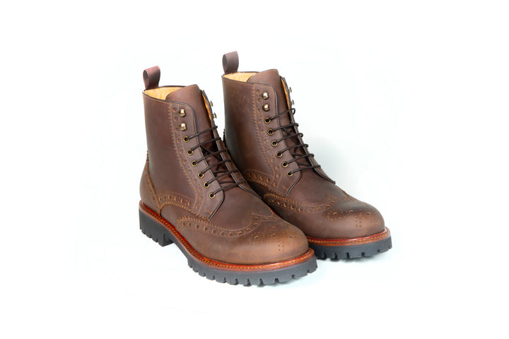 San Gimignano Derby Boots Pull Up Leather Café