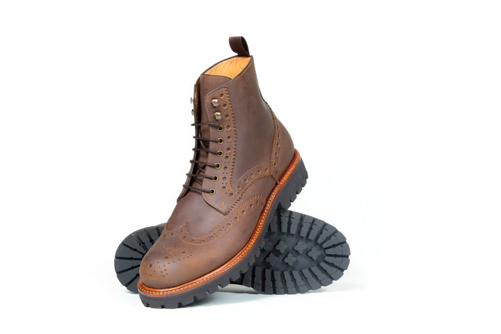 San Gimignano Derby Boots Pull Up Leather Café